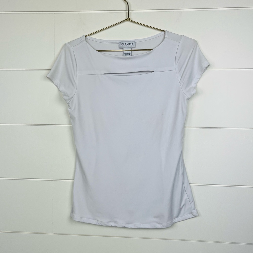 Carmen Marc Valvo Keyhole White Top for Summer Concerts